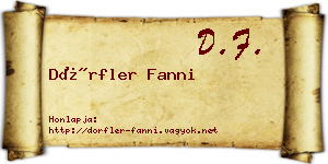 Dörfler Fanni névjegykártya